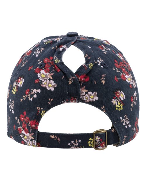 Women's Unstructured Fashion Prints Cap - Dark Navy/ Floral Back