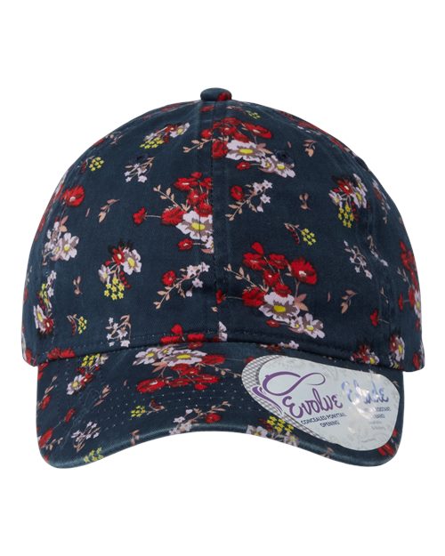 Women's Unstructured Fashion Prints Cap - Dark Navy/ Floral Front
