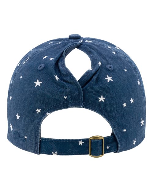 Women's Unstructured Fashion Prints Cap - Navy/ White Stars Back