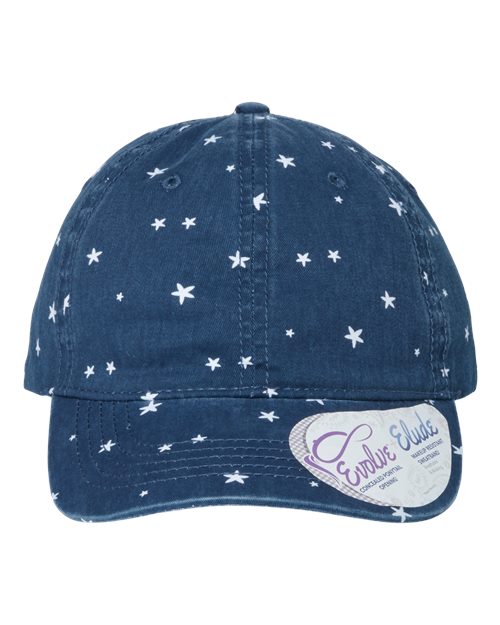 Women's Unstructured Fashion Prints Cap - Navy/ White Stars Front
