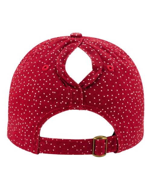Women's Unstructured Fashion Prints Cap - Red/ White Polka Dots Back