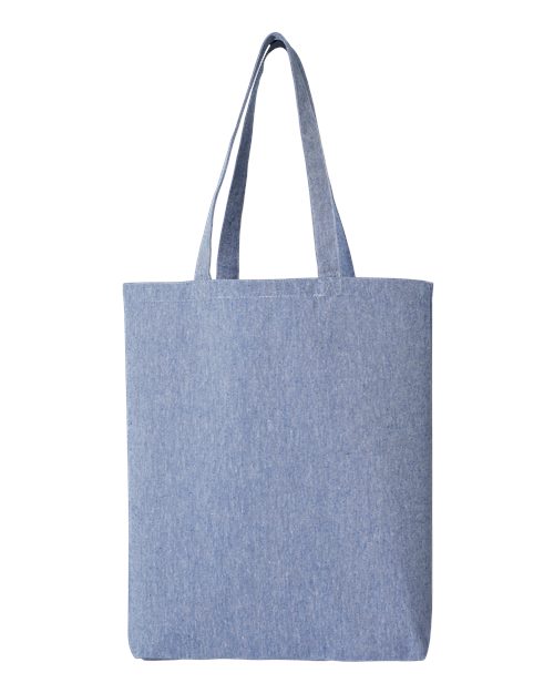 Midweight Recycled Gusseted Tote - Heather Medium Blue Back