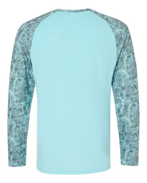 Men's Panama Colorblocked Long Sleeve T-Shirt - Grey Aqua Water Back