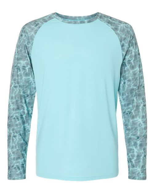 Men's Panama Colorblocked Long Sleeve T-Shirt - Grey Aqua Water Front