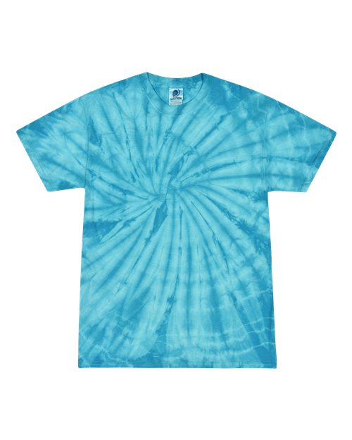 Unisex Multi-Color Tie-Dyed T-Shirt - Spider Turquoise Front