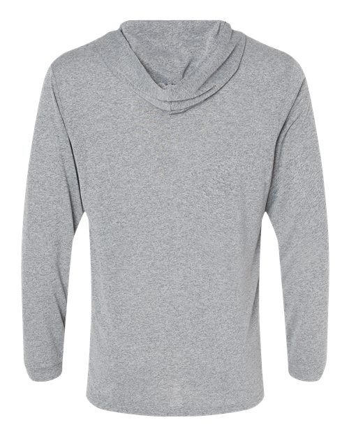 Unisex Bahama Performance Hooded Long Sleeve T-Shirt - Heather Grey Back