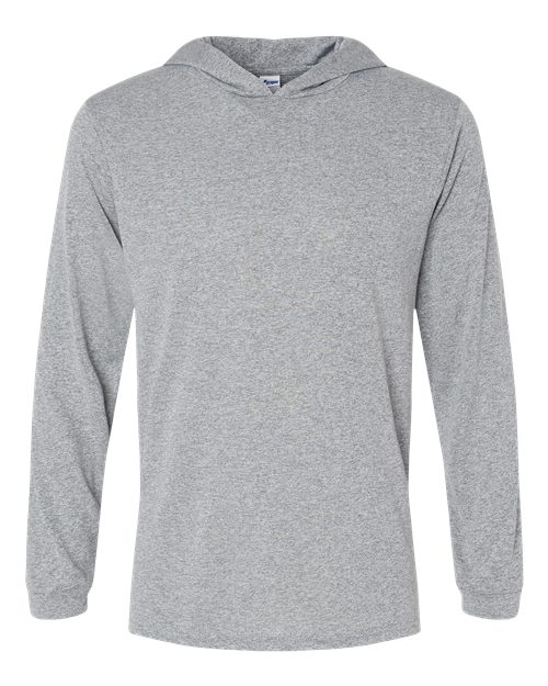 Unisex Bahama Performance Hooded Long Sleeve T-Shirt - Heather Grey Front