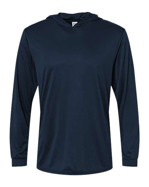 Unisex Bahama Performance Hooded Long Sleeve T-Shirt - Navy Front