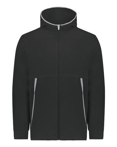 Unisex Eco Revive™ Polar Fleece Hooded Full-Zip Jacket - Black Front