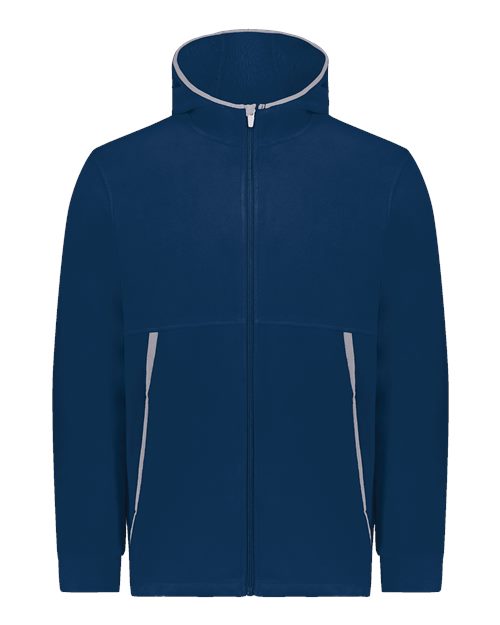 Unisex Eco Revive™ Polar Fleece Hooded Full-Zip Jacket - Navy Front