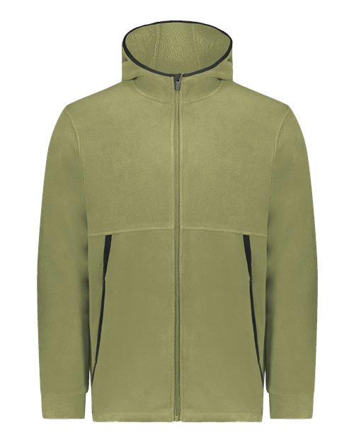 Unisex Eco Revive™ Polar Fleece Hooded Full-Zip Jacket - Olive Front