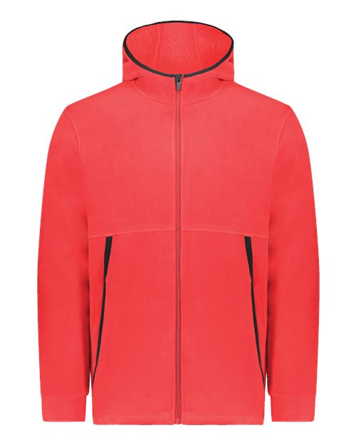 Youth Eco Revive™ Polar Fleece Hooded Full-Zip Jacket - Scarlet Front