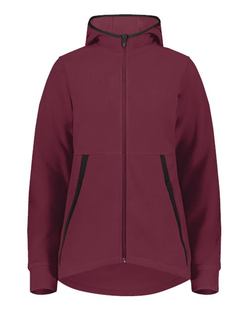 Women's Eco Revive™ Polar Fleece Hooded Full-Zip Jacket - Maroon Front