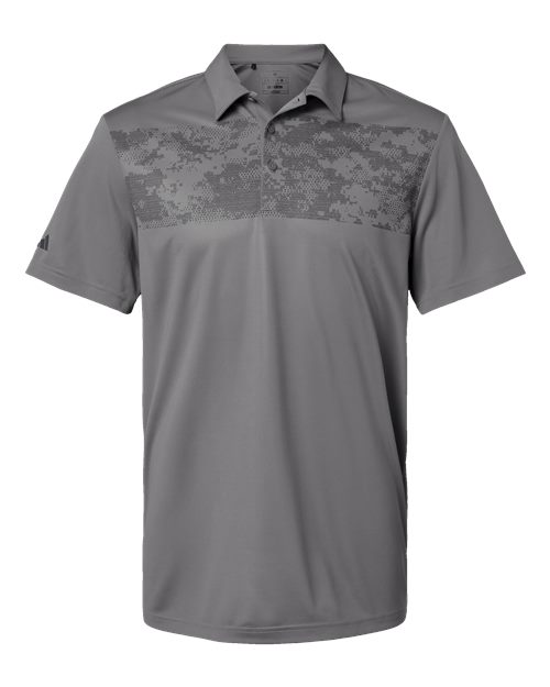 Men's Camo Chest Print Polo - Grey Three Front