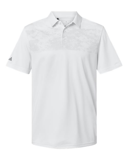 Men's Camo Chest Print Polo - White Front