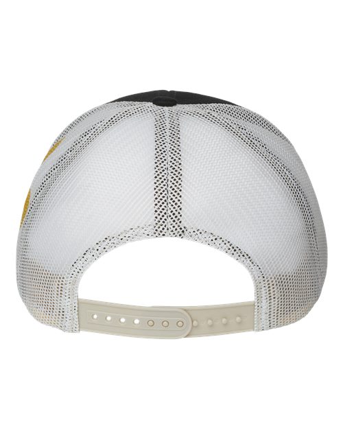 Printed Mesh Trucker Cap - Black/ Vegas Gold/ Fleur De Lis Back