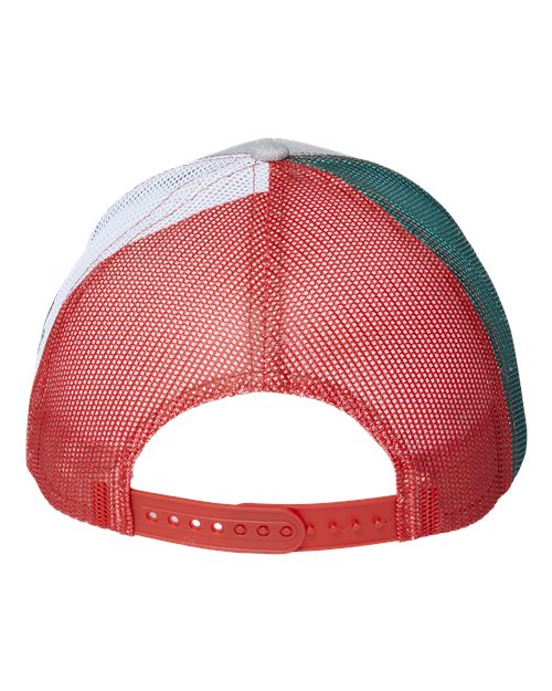 Printed Mesh Trucker Cap - Heather Grey/ Red/ Mexico Flag Back
