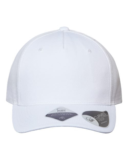 Atlantis Headwear Sustainable Five-Panel Trucker Cap - White/ White Front