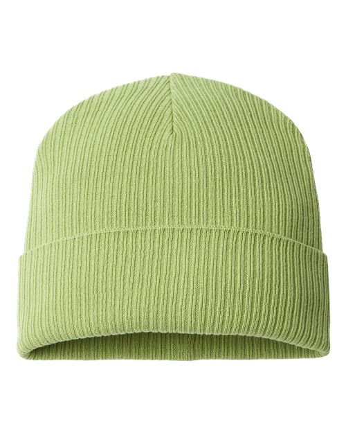 Sustainable Cuffed Beanie - Leaf Green Back