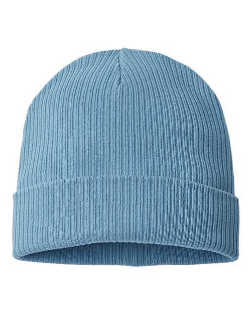 Sustainable Cuffed Beanie - Light Avio Blue Front