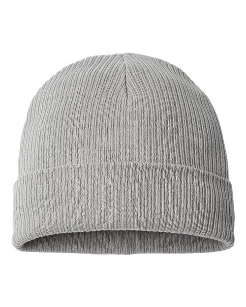 Sustainable Cuffed Beanie - Light Grey Back