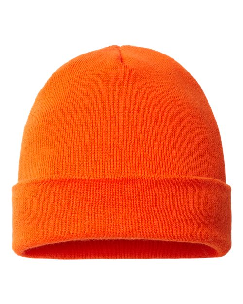 USA-Made 12" Cuffed Beanie - Deep Orange Back