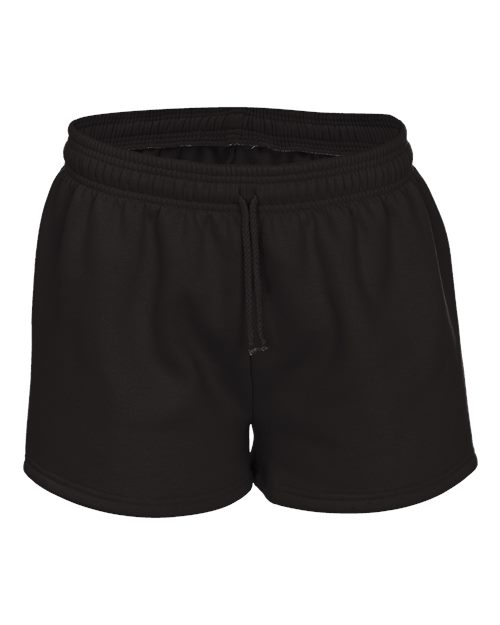 Women's Athletic Fleece Shorts - Black Front