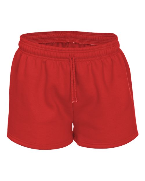 Women's Athletic Fleece Shorts - Red Front