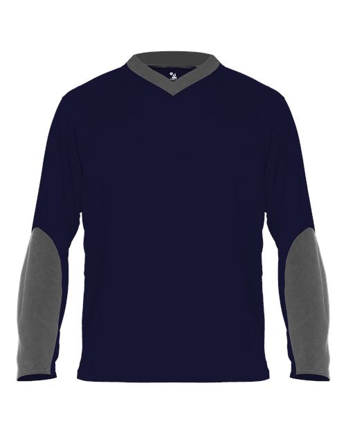 Badger Unisex Sweatless Long Sleeve T-Shirt - Navy/ Graphite Front