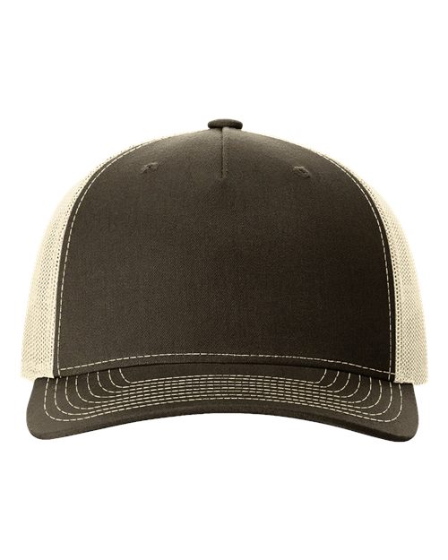 Five-Panel Trucker Cap - Chocolate Chip/ Birch Front