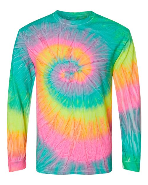 Unisex Tie-Dyed Long Sleeve T-Shirt - Minty Rainbow Front