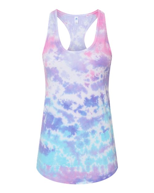 Women's Tie-Dyed Racerback Tank Top - Cotton Candy Front