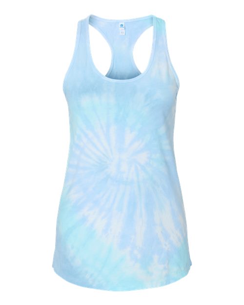 Women's Tie-Dyed Racerback Tank Top - Lagoon Front