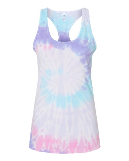 Women's Tie-Dyed Racerback Tank Top - Unicorn Front