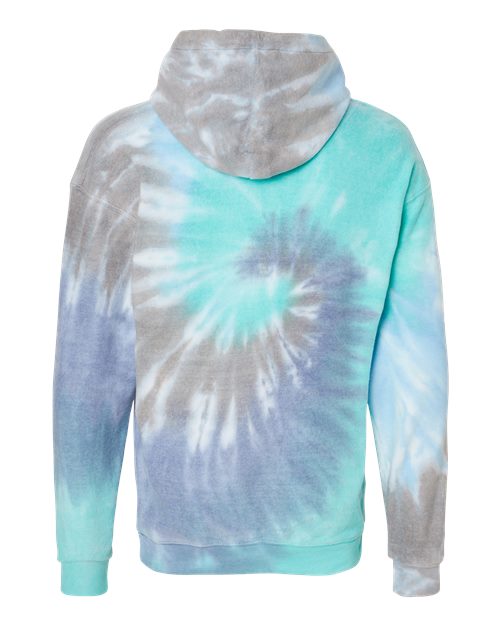 Unisex Tie-Dyed Cloud Inside-Out Fleece Hooded Sweatshirt - Glacier Back