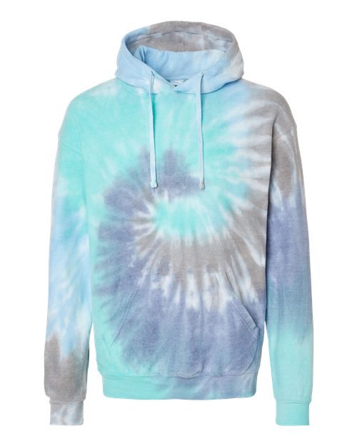 Unisex Tie-Dyed Cloud Inside-Out Fleece Hooded Sweatshirt - Glacier Front