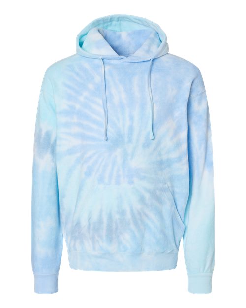 Unisex Tie-Dyed Cloud Inside-Out Fleece Hooded Sweatshirt - Lagoon Front