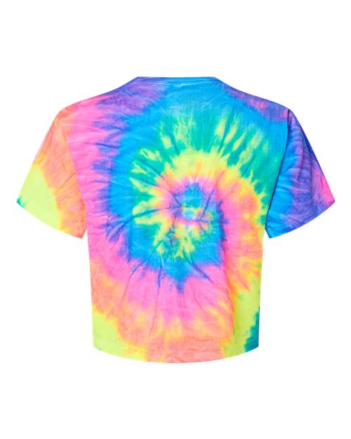 Women's Tie-Dyed Crop T-Shirt - Neon Rainbow Back