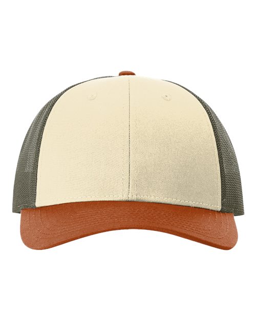 Low Pro Trucker Cap - Cream/ Loden Green/ Dark Orange Front