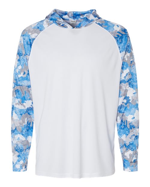 Unisex Tortuga Extreme Performance Hooded T-Shirt - White/ Blue Mist Camo Front