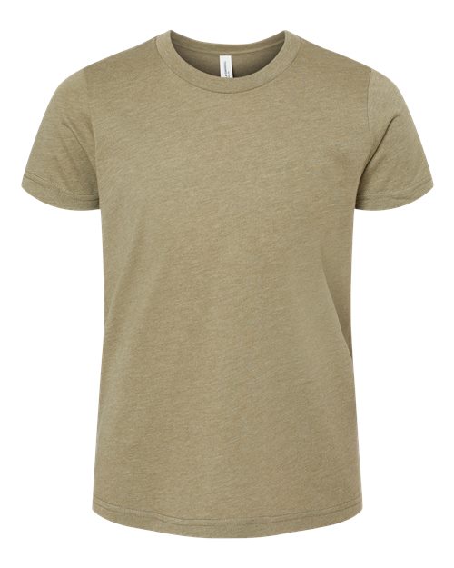 Youth CVC Jersey Tee - Heather Olive Front