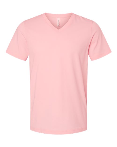 Unisex Jersey V-Neck Tee - Pink Front