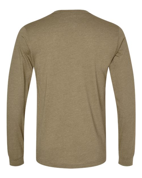 Heather CVC Long Sleeve Tee - Heather Olive Back