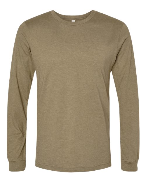 Heather CVC Long Sleeve Tee - Heather Olive Front