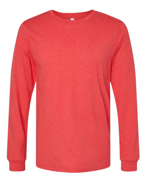 BELLA + CANVAS Heather CVC Long Sleeve Tee - Heather Red Front