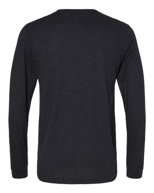 Unisex Triblend Long Sleeve Tee - Black Heather Triblend Back
