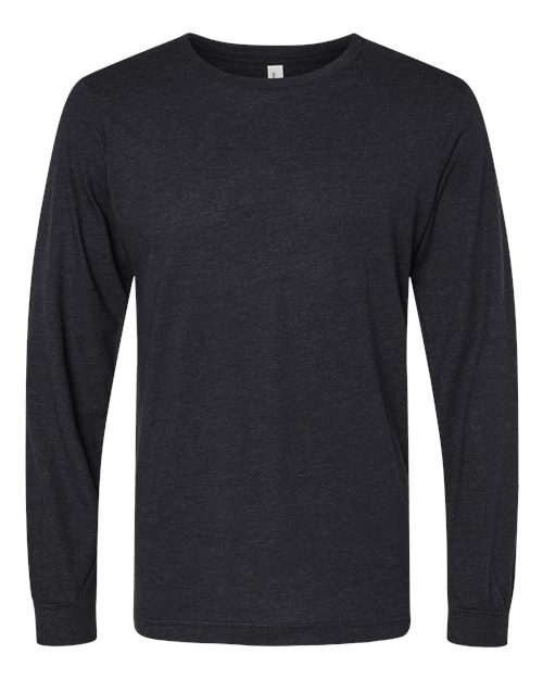 Unisex Triblend Long Sleeve Tee - Black Heather Triblend Front