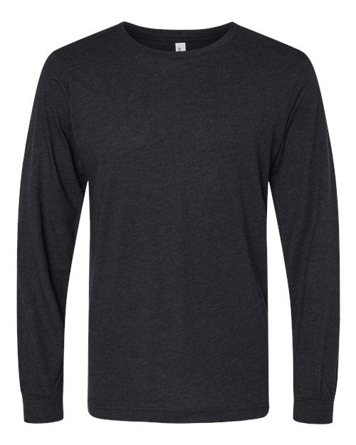 BELLA + CANVAS Unisex Triblend Long Sleeve Tee - Black Heather Triblend Front