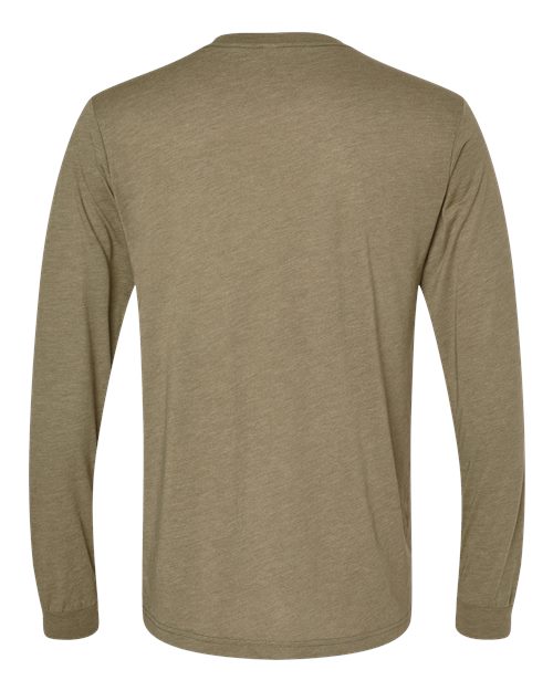 Unisex Triblend Long Sleeve Tee - Olive Triblend Back