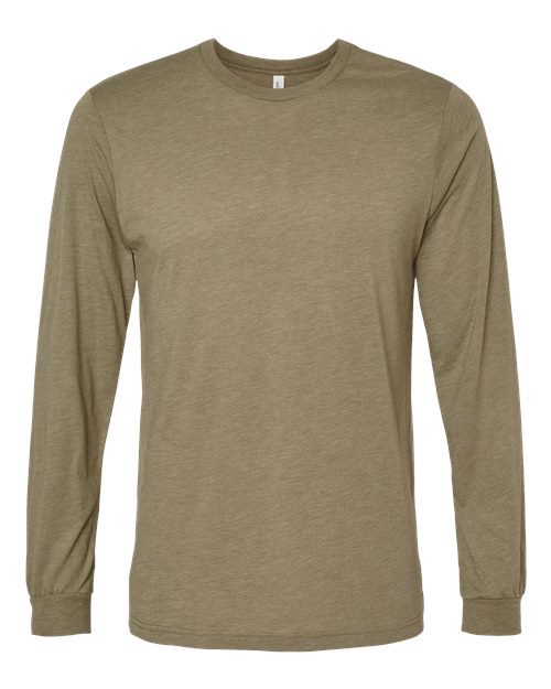Unisex Triblend Long Sleeve Tee - Olive Triblend Front